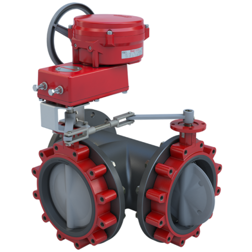 16 inch 3-Way Lugged Butterfly Valve Resilient Seated, ANSI Class 125/150, DI body,SS Disc, CV 4440,  | 120 VAC, modulating, 13000 lb-in, NEMA 4 0