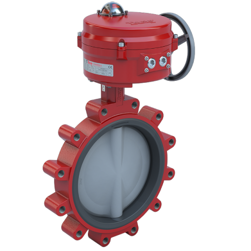 8 inch Lugged Butterfly Valve Resilient Seated, ANSI Class 125/150, DI body,SS Disc, CV 3765, Normally Closed | 120 VAC, Two position, 2000 lb-in. NEMA 4 0