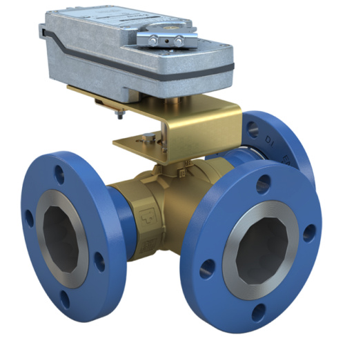 3 inch, STM Flanged Characterized ball valve, 3way, CV 74 | Damper & Valve actuator, 24 Vac/Dc, 177 lb-in,modulating, Spring Return 0