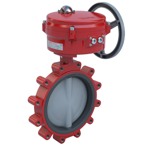 14 inch Lugged Butterfly Valve Resilient Seated, ANSI Class 125/150, DI body, NDI Disc, CV 3328, Normally Closed | 120 VAC, modulating, 5000 lb-in, NEMA 4 0