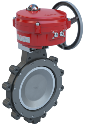 12 inch Lugged Butterfly valve High Performance, ANSI Class 150, CS body, CV 2530, Normally Closed | 120 VAC, modulating, 5000 lb-in, NEMA 4, Heater 0