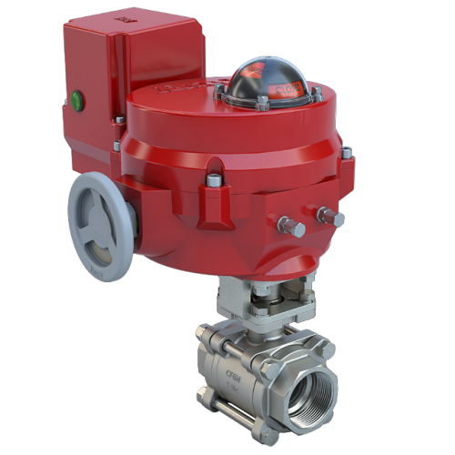2 inch, 3 piece design threaded ball valve, SS, CV 55.85, Normally Closed | 24 VAC/30VDC, Two position, 800 lb-in, NEMA 4,Heater,& Battery Backup unit 0
