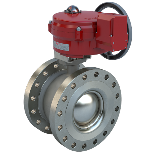 10 inch, Flanged segmented ball valve, SS, CV 571, Normally Closed | 24 VAC/30VDC, Modulating, 5000 lb-in, NEMA 4,Heater,& Battery Backup unit 0