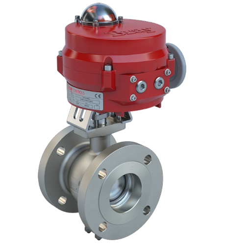  2 inch, Flanged segmented ball valve, SS,  CV 19.5, Normally Open | 24 VAC/DC, modulating, 800 lb-in, NEMA 4, Heater 0