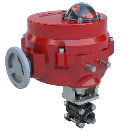 1/2 inch, 3 piece design threaded ball valve, CS, CV 1.83, Normally Open | 24 VAC/DC, modulating, 800 lb-in, NEMA 4, Heater 0