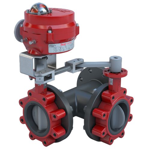 2.5 inch 3-Way Lugged Butterfly Valve Resilient Seated, ANSI Class 125/150, DI body,SS Disc, CV 185,  | 120 VAC, Two position, 800 lb-in, NEMA 4, Heater 0