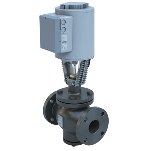 3 inch, Flanged Globe valve, 2way, Cast Iron body,Stainless steel trim for Steam application, CV 100,SS, Normally Open | Globe valve linear actuator, 24 Vac, Modulating, Spring Return  0