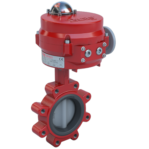 6 inch Lugged Butterfly Valve Resilient Seated, ANSI Class 125/150, DI body,SS Disc, CV 1900, Normally Closed | 120 VAC, Two position, 800 lb-in, NEMA 4 0