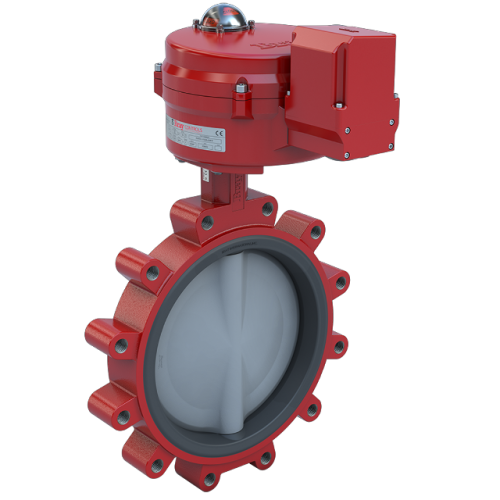 8 inch Lugged Butterfly Valve Resilient Seated, ANSI Class 125/150, DI body,SS Disc, CV 1247, Normally Open | 24 VAC/30VDC, Modulating, 2000 lb-in, NEMA 4,Heater,& Battery Backup unit 0